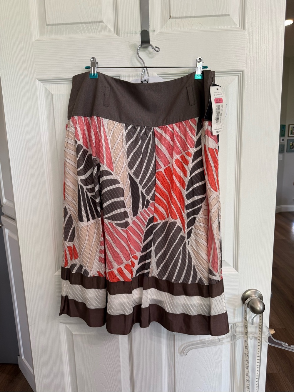 Nygard Collection Size 16 Silk Blend Midi Skirt Abstract Leaf Print NWT